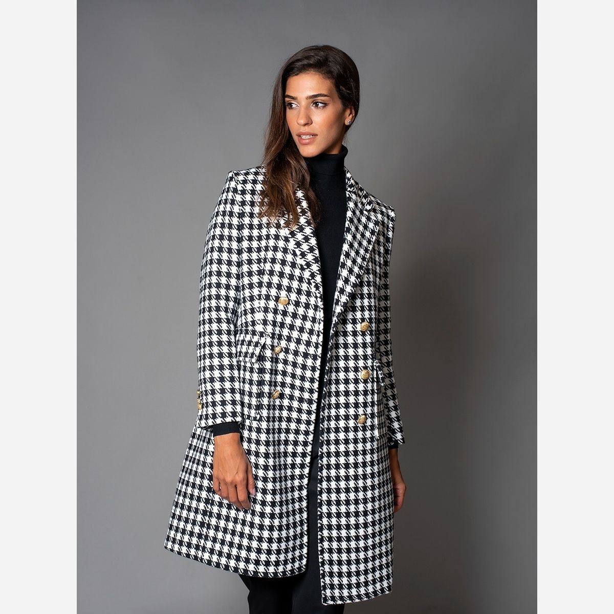 新品 25SS HOUNDSTOOTH DOUBLE JK Houndstooth Double Breasted Coat by ZED | LEMONADE FASHION by ZED