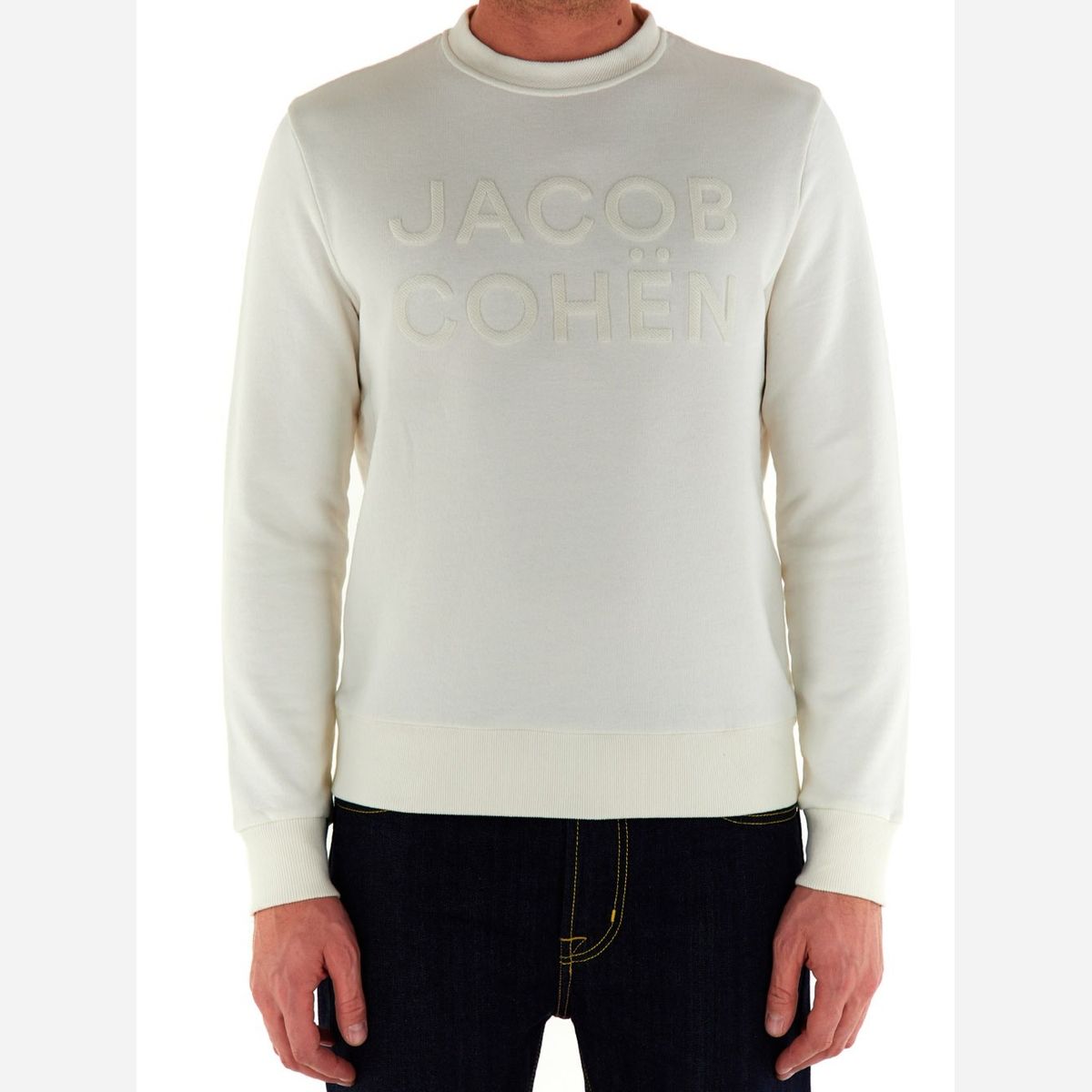 Tシャツ・カットソー JACOB COHEN SS25 CAMICIA TEXANA (JDMC0071000T734AR2 100F) Trunk Jacob Cohen Crew Logo Sweatshirt in Off White by Jacob