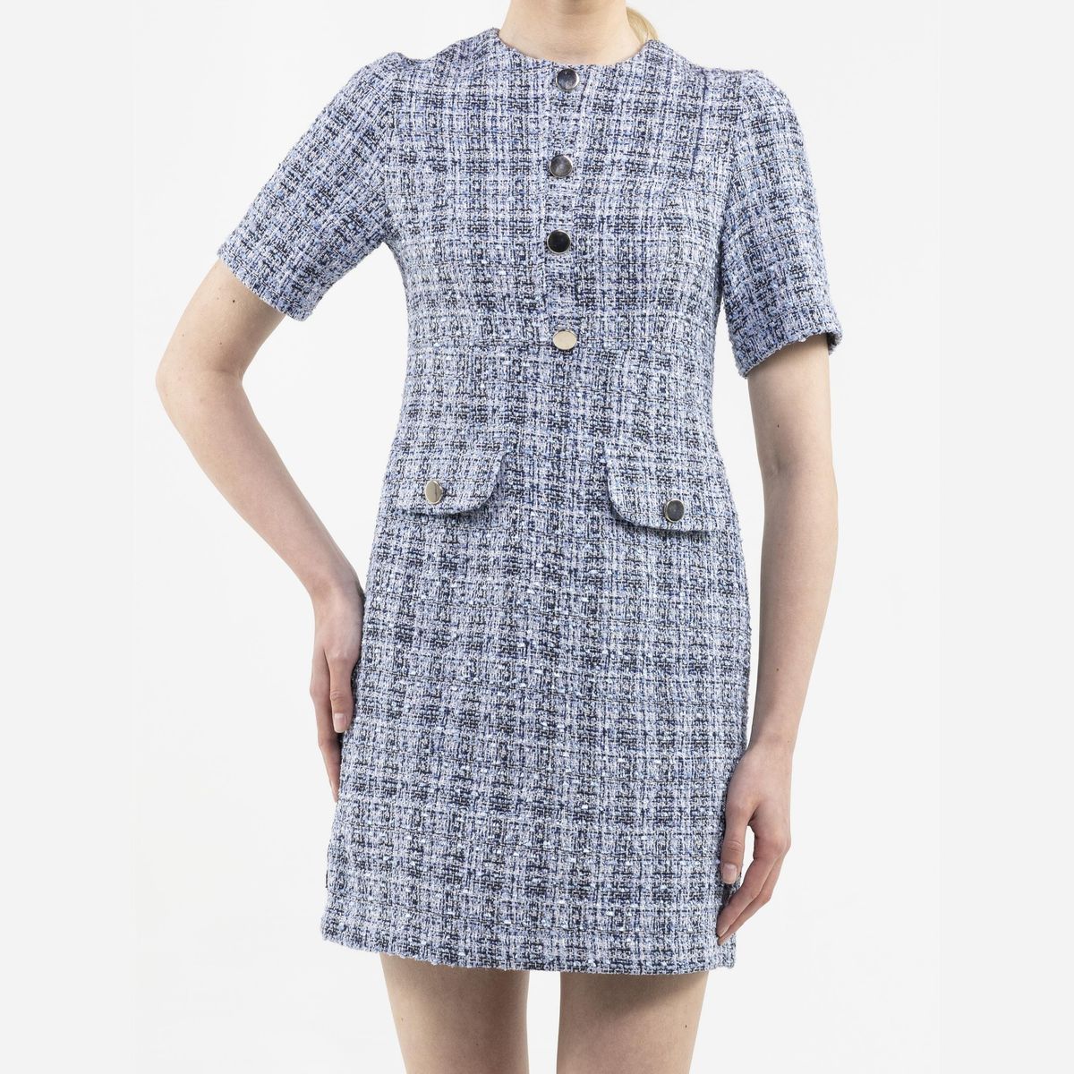 Lumignon original Blue tweed dress ブラック FINDYAWINGS Blue Tweed Mini Dress – CHUUI_Collection