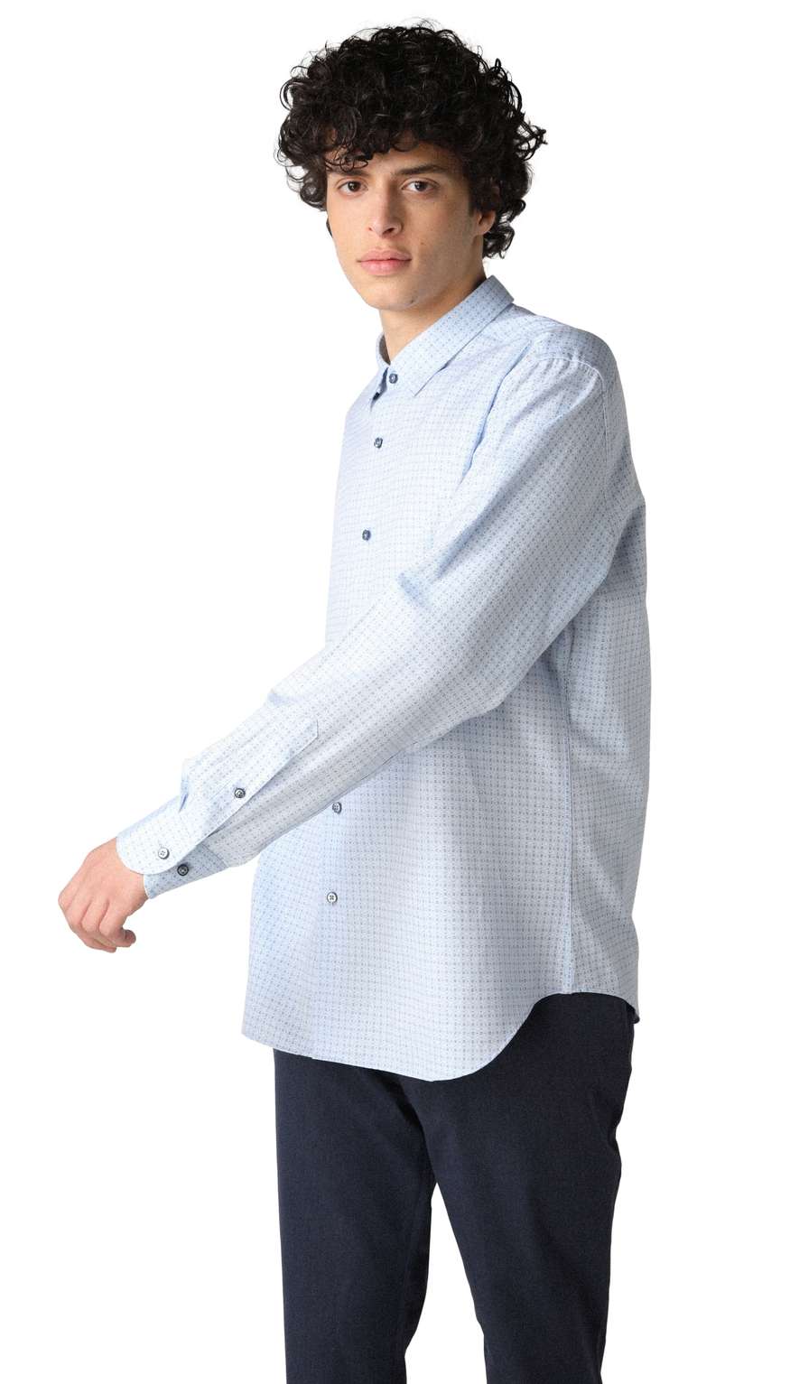 Blue Cotton Button Up Shirt by ZED 