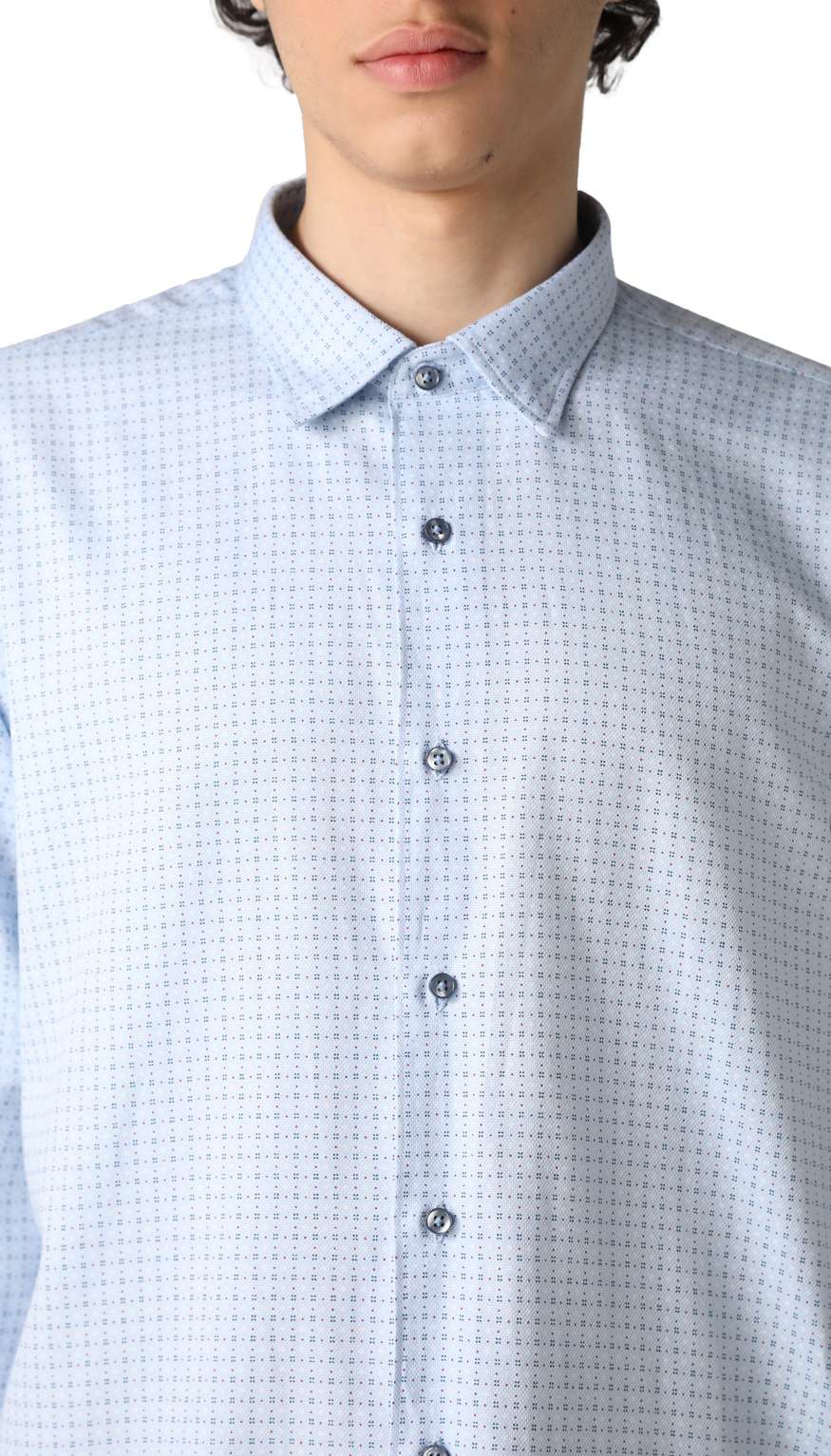 Blue Cotton Button Up Shirt by ZED 