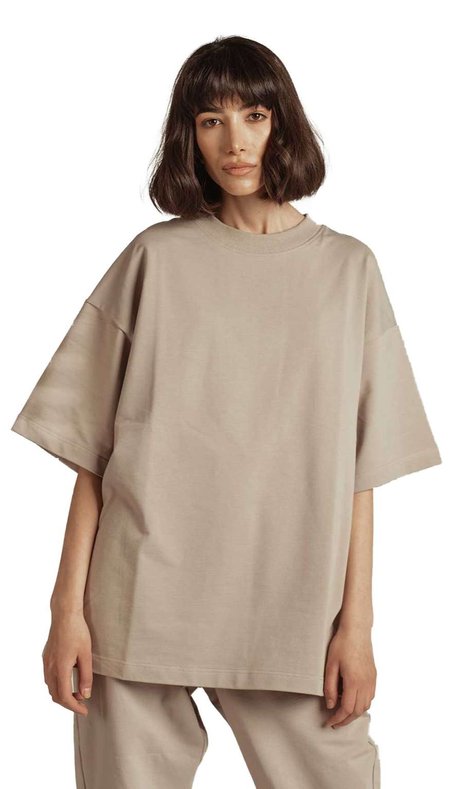 beige oversized shirt