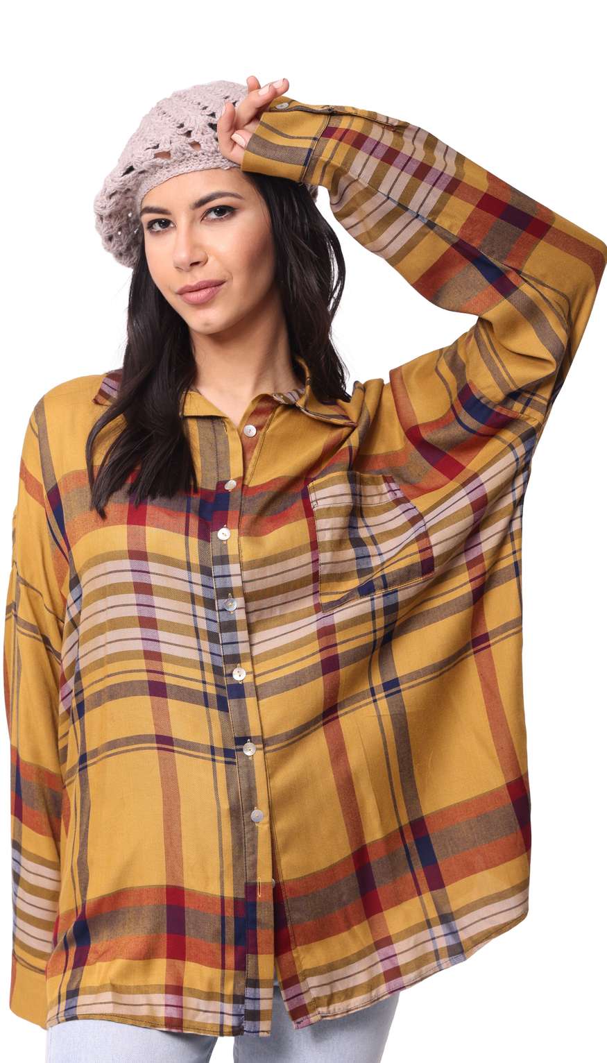 Checked Oversized Shirt by Rush And 